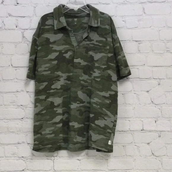 Gap size XL Boys Camouflage Collar Short Sleeve Top - Picture 1 of 5